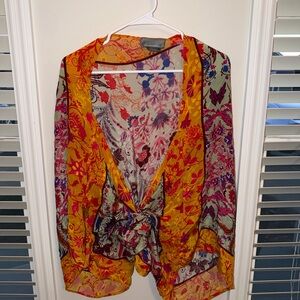 Anthropologie Vibrant Multicolor Sheer Wrap